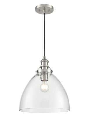 Pendant Fixtures Khrisa Pendant Fixture - Brushed Nickel - Clear Hammered Glass - 12.75in. Diameter - E26 Medium Base