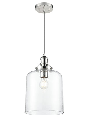 Pendant Fixtures Khrisa Pendant Fixture - Polished Nickel - Clear Hammered Glass - 10in. Diameter - E26 Medium Base