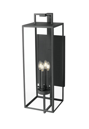 Wall Sconces Lamont Outdoor Wall Sconce - Textured Black - Clear Glass - 11.25in. Extension - E12 Candelabra Base