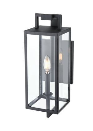 Wall Sconces Lamont Outdoor Wall Sconce - Textured Black - Clear Glass - 7.6in. Extension - E26 Candelabra Base