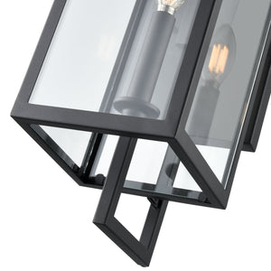 Wall Sconces Lamont Outdoor Wall Sconce - Textured Black - Clear Glass - 7.6in. Extension - E26 Candelabra Base