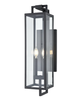Wall Sconces Lamont Outdoor Wall Sconce - Textured Black - Clear Glass - 8.3in. Extension - E26 Candelabra Base