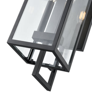 Wall Sconces Lamont Outdoor Wall Sconce - Textured Black - Clear Glass - 8.3in. Extension - E26 Candelabra Base