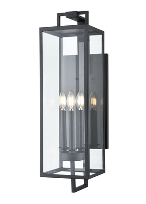 Wall Sconces Lamont Outdoor Wall Sconce - Textured Black - Clear Glass - 9.4in. Extension - E26 Candelabra Base