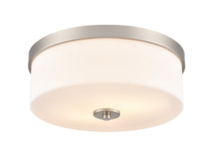 Flush Mounts Laphia Flush Mount Fixture - Brushed Nickel - Etched Opal Glass - 13.25in. Diameter - E26 Medium Base