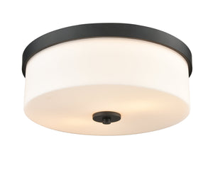 Flush Mounts Laphia Flush Mount Fixture - Matte Black - Etched Opal Glass - 13.25in. Diameter - E26 Medium Base