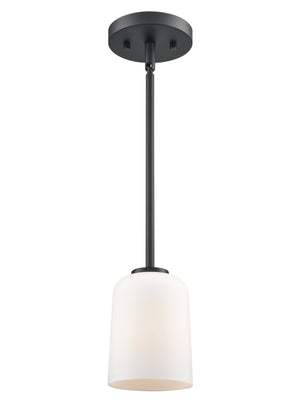 Pendant Fixtures Laphia Pendant Fixture - Matte Black - Etched Opal Glass - 5in. Diameter - E26 Medium Base
