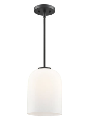 Pendant Fixtures Laphia Pendant Fixture - Matte Black - Etched Opal Glass - 8in. Diameter - E26 Medium Base