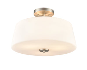 Flush Mounts Laphia Semi-Flush Mount Fixture - Brushed Nickel - Etched Opal Glass - 15.75in. Diameter - E26 Medium Base