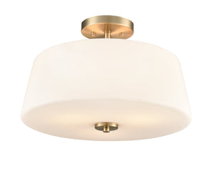 Flush Mounts Laphia Semi-Flush Mount Fixture - Modern Gold - Etched Opal Glass - 15.75in. Diameter - E26 Medium Base