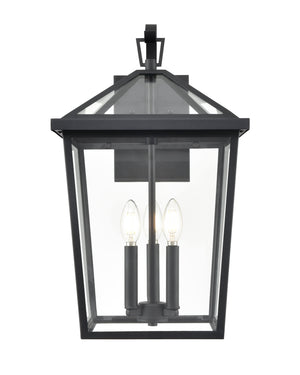 Wall Sconces Mensun Outdoor Wall Sconce - Textured Black - Clear Glass - 12.75in. Extension - E26 Candelabra Base