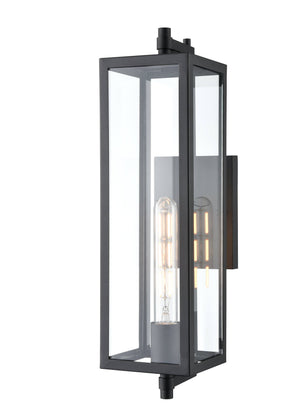 Wall Sconces Messi Outdoor Wall Sconce - Textured Black - Clear Glass - 18in. Height - E26 Medium Base