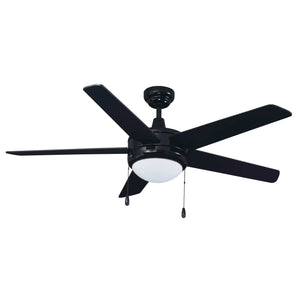 Ceiling Fan Mirage 5-Blade Indoor Ceiling Fan - Black Finish - Black Blade - 50in. Sweep - 2-Bulb E26 Light Kit
