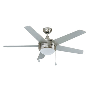 Ceiling Fan Mirage 5-Blade Indoor Ceiling Fan - Brushed Nickel Finish - Brushed Nickel Blade - 50in. Sweep - 2-Bulb E26 Light Kit