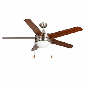 Ceiling Fan Mirage 5-Blade Indoor Ceiling Fan - Brushed Nickel Finish - Walnut Blade - 50in. Sweep - 2-Bulb E26 Light Kit