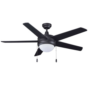 Ceiling Fan Mirage 5-Blade Indoor Ceiling Fan - Matte Black Finish - Matte Black Blade - 50in. Sweep - 2-Bulb E26 Light Kit