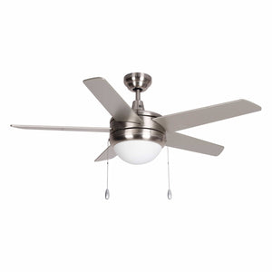 Ceiling Fan Mirage II 5-Blade Indoor Ceiling Fan - Brushed Nickel Finish - Brushed Nickel Blade - 44in. Sweep - 2-Bulb E26 Light Kit