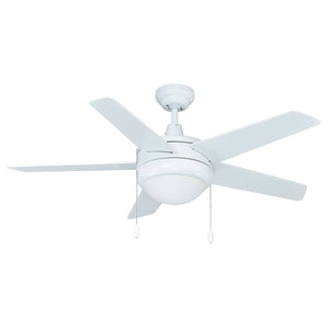 Ceiling Fan Mirage II 5-Blade Indoor Ceiling Fan - White Finish - White Blade - 44in. Sweep - 2-Bulb E26 Light Kit