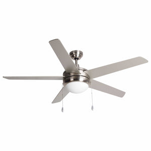 Ceiling Fan Mirage IV 5-Blade Indoor Ceiling Fan - Brushed Nickel Finish - Brushed Nickel Blade - 52in. Sweep - 16W Integrated LED Module