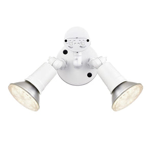 Wall Sconces Motion Sensor Outdoor Dual-Head Flood Light - Matte White - 6in Extension - E26 Medium Base