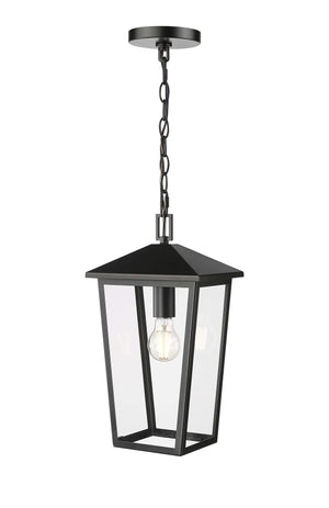Pendant Fixtures Munger Outdoor Hanging Lantern - Powder Coated Black - Clear Glass - 9.25in. Diameter - E26 Medium Base