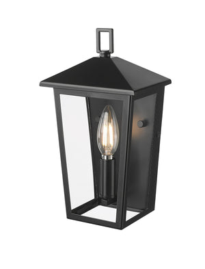 Wall Sconces Munger Outdoor Wall Sconce - Powder Coated Black - Clear Glass - 4.5in. Extension - E12 Candelabra Base