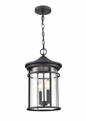Pendant Fixtures Namath Outdoor Hanging Lantern - Textured Black - Clear Seeded Glass - 10.5in. Diameter - E12 Candelabra Base