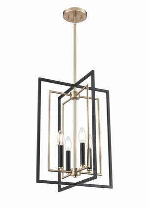 Pendant Fixtures Noelle Pendant Fixture - Matte Black & Modern Gold - 15in. Diameter - E12 Candelabra Base
