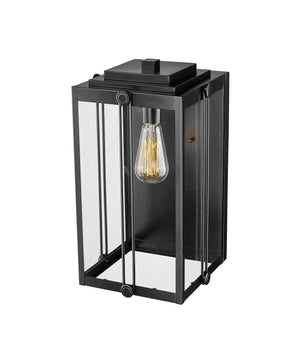 Wall Sconces Oakland Outdoor Wall Sconce - Powder Coated Black - Clear Glass - 9.37in. Extension - E26 Medium Base
