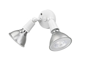 LED Flood Lights Outdoor Dual-Head Flood Light - Matte White - 6.15in Extension - E26 Medium Base