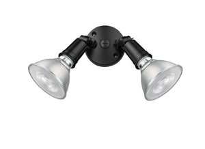 LED Flood Lights Outdoor Dual-Head Flood Light - Powder Coated Black - 6.15in Extension - E26 Medium Base