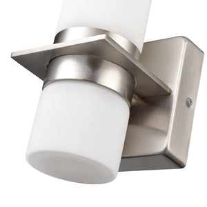 LED Wall Lamps Outdoor Wall Lamp - Brushed Nickel - White Glass - 14W Integrated LED Module - 1000 Lm - 5.25in. Extension