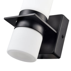LED Wall Lamps Outdoor Wall Lamp - Matte Black - White Glass - 14W Integrated LED Module - 1000 Lm - 5.25in. Extension
