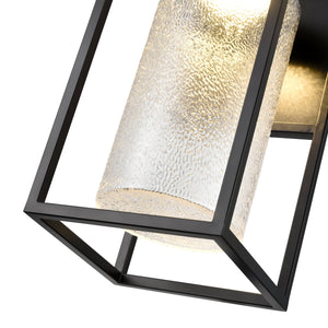 LED Wall Lamps Outdoor Wall Lamp - Powder Coated Black - Clear Textured Glass - 12W Integrated LED Module - 900 Lm - 9in. Extension