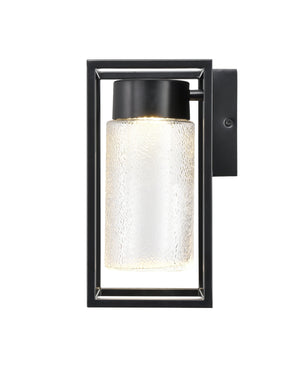 LED Wall Lamps Outdoor Wall Lamp - Powder Coated Black - Clear Textured Glass - 8W Integrated LED Module - 700 Lm - 7in. Extension
