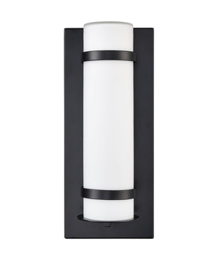 LED Wall Lamps Outdoor Wall Lamp - Powder Coated Black - White Glass - 8W Integrated LED Module - 450 Lm - 5.25in. Extension
