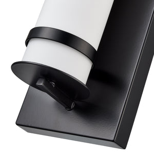 LED Wall Lamps Outdoor Wall Lamp - Powder Coated Black - White Glass - 8W Integrated LED Module - 450 Lm - 5.25in. Extension