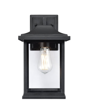 Wall Sconces Outdoor Wall Sconce - Textured Black - Clear Glass - 8.75in. Extension - E26 Medium Base