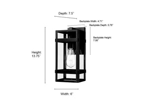 Wall Sconces Payton Outdoor Wall Sconce - Powder Coated Black - Clear Glass - 7.5in. Extension - E26 Medium Base