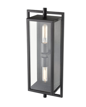 Wall Sconces Rankin Double-Lamp Outdoor Wall Sconce - Textured Black - Clear Glass - 5.7in. Extension - E26 Medium Base