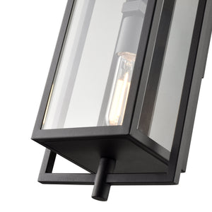 Wall Sconces Rankin Double-Lamp Outdoor Wall Sconce - Textured Black - Clear Glass - 5.7in. Extension - E26 Medium Base