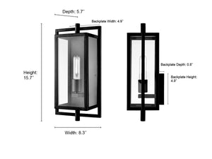 Wall Sconces Rankin Single Lamp Outdoor Wall Sconce - Textured Black - Clear Glass - 5.7in. Extension - E26 Medium Base