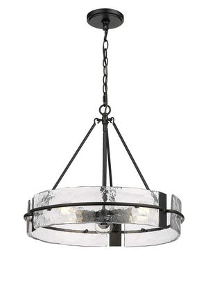 Pendant Fixtures Rezi Pendant Fixture - Matte Black - Clear Handmade Textured Glass - 20in. Diameter - E26 Medium Base