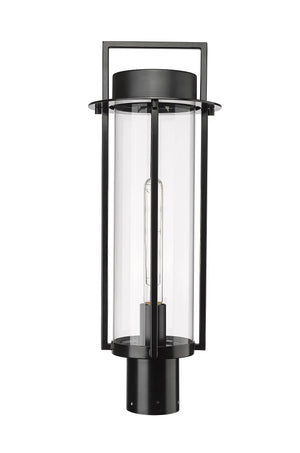 Post Top Lamps Russell Outdoor Post Top Lantern - Powder Coated Black - Clear Glass - 8in. Diameter - E26 Medium Base