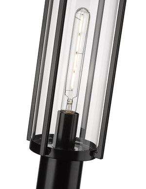 Post Top Lamps Russell Outdoor Post Top Lantern - Powder Coated Black - Clear Glass - 8in. Diameter - E26 Medium Base