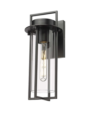 Wall Sconces Russell Outdoor Wall Sconce - Powder Coated Black - Clear Glass - 6.875in. Extension - E26 Medium Base