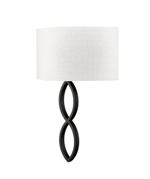 Wall Sconces Rylee Wall Sconce - Matte Black - White Linen Shade - 6.37in. Extension - E26 Medium Base