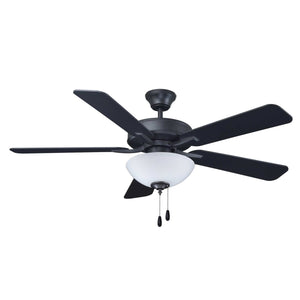 Ceiling Fan Star Light 5-Blade Indoor Ceiling Fan - Matte Black Finish - Matte Black Blade - 52in. Sweep - 3-Bulb E12 Light Kit