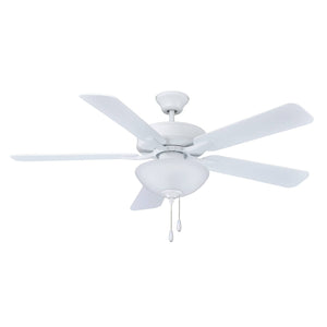 Ceiling Fan Star Light 5-Blade Indoor Ceiling Fan - Matte White Finish - Matte White Blade - 52in. Sweep - 3-Bulb E12 Light Kit