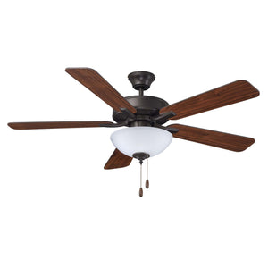 Ceiling Fan Star Light 5-Blade Indoor Ceiling Fan - Oil Rubbed Bronze Finish - Walnut Blade - 52in. Sweep - 3-Bulb E12 Light Kit